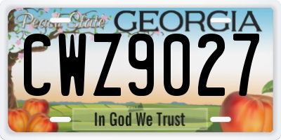 GA license plate CWZ9027