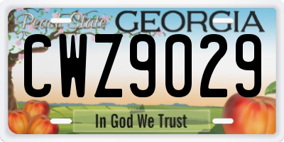 GA license plate CWZ9029