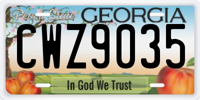 GA license plate CWZ9035