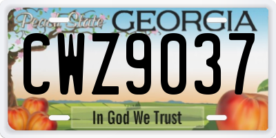 GA license plate CWZ9037