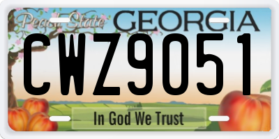 GA license plate CWZ9051