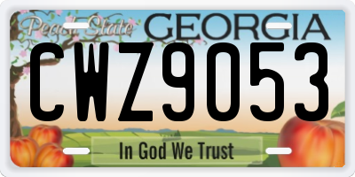 GA license plate CWZ9053