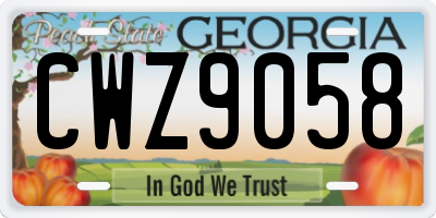 GA license plate CWZ9058