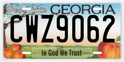 GA license plate CWZ9062