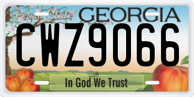 GA license plate CWZ9066