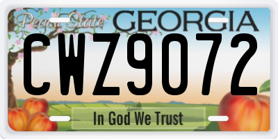GA license plate CWZ9072