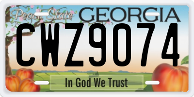 GA license plate CWZ9074