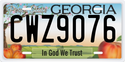 GA license plate CWZ9076