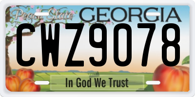 GA license plate CWZ9078