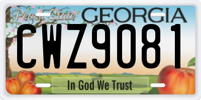 GA license plate CWZ9081