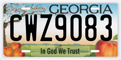 GA license plate CWZ9083