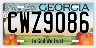 GA license plate CWZ9086