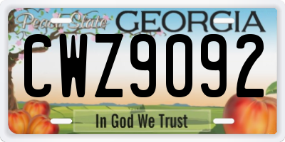 GA license plate CWZ9092