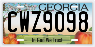GA license plate CWZ9098