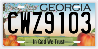 GA license plate CWZ9103