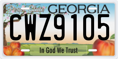 GA license plate CWZ9105