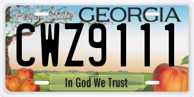 GA license plate CWZ9111