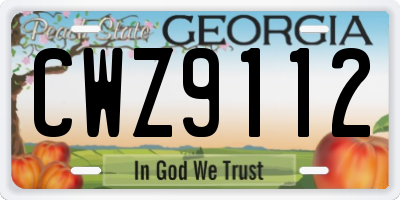 GA license plate CWZ9112