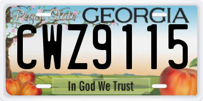 GA license plate CWZ9115