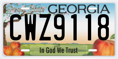 GA license plate CWZ9118