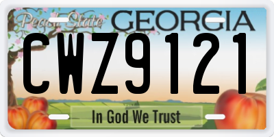 GA license plate CWZ9121