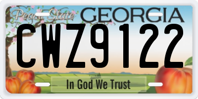 GA license plate CWZ9122