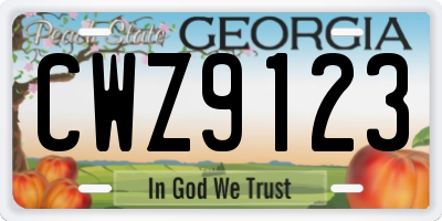 GA license plate CWZ9123