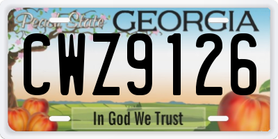 GA license plate CWZ9126