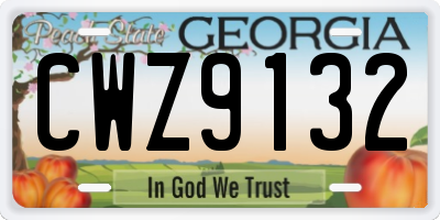GA license plate CWZ9132