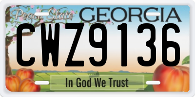 GA license plate CWZ9136