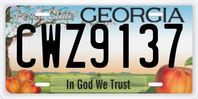 GA license plate CWZ9137