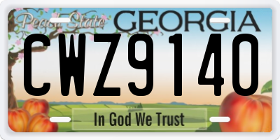 GA license plate CWZ9140