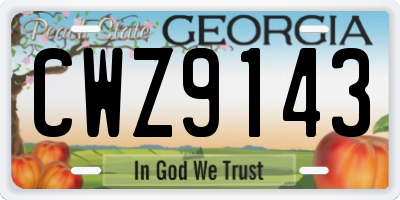 GA license plate CWZ9143