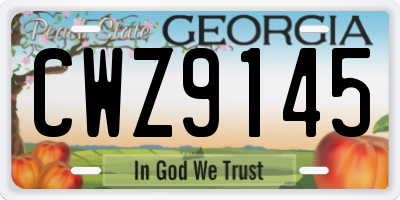 GA license plate CWZ9145