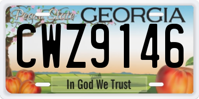 GA license plate CWZ9146