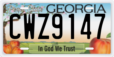 GA license plate CWZ9147