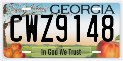 GA license plate CWZ9148