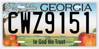 GA license plate CWZ9151