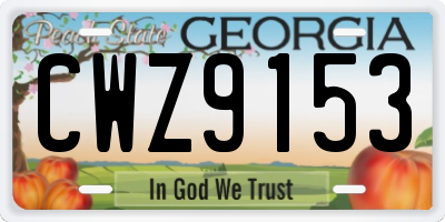 GA license plate CWZ9153