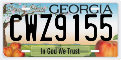 GA license plate CWZ9155