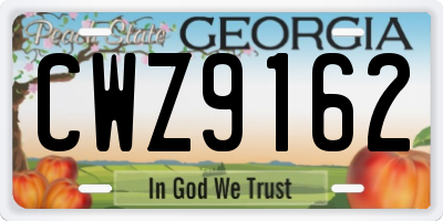 GA license plate CWZ9162