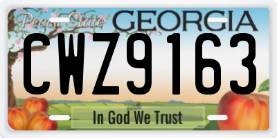 GA license plate CWZ9163