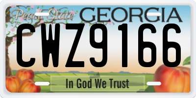 GA license plate CWZ9166