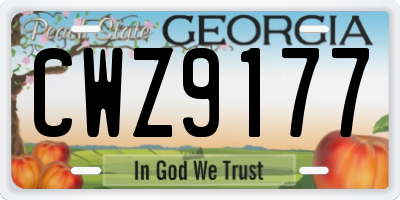 GA license plate CWZ9177