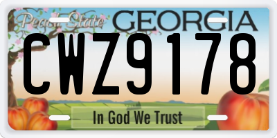 GA license plate CWZ9178