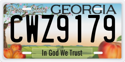 GA license plate CWZ9179