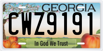 GA license plate CWZ9191