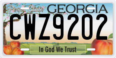 GA license plate CWZ9202