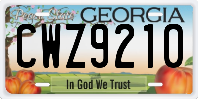 GA license plate CWZ9210