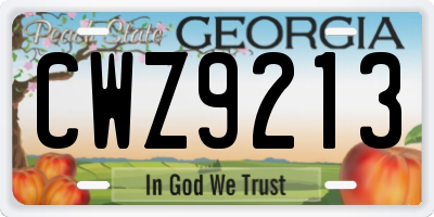 GA license plate CWZ9213